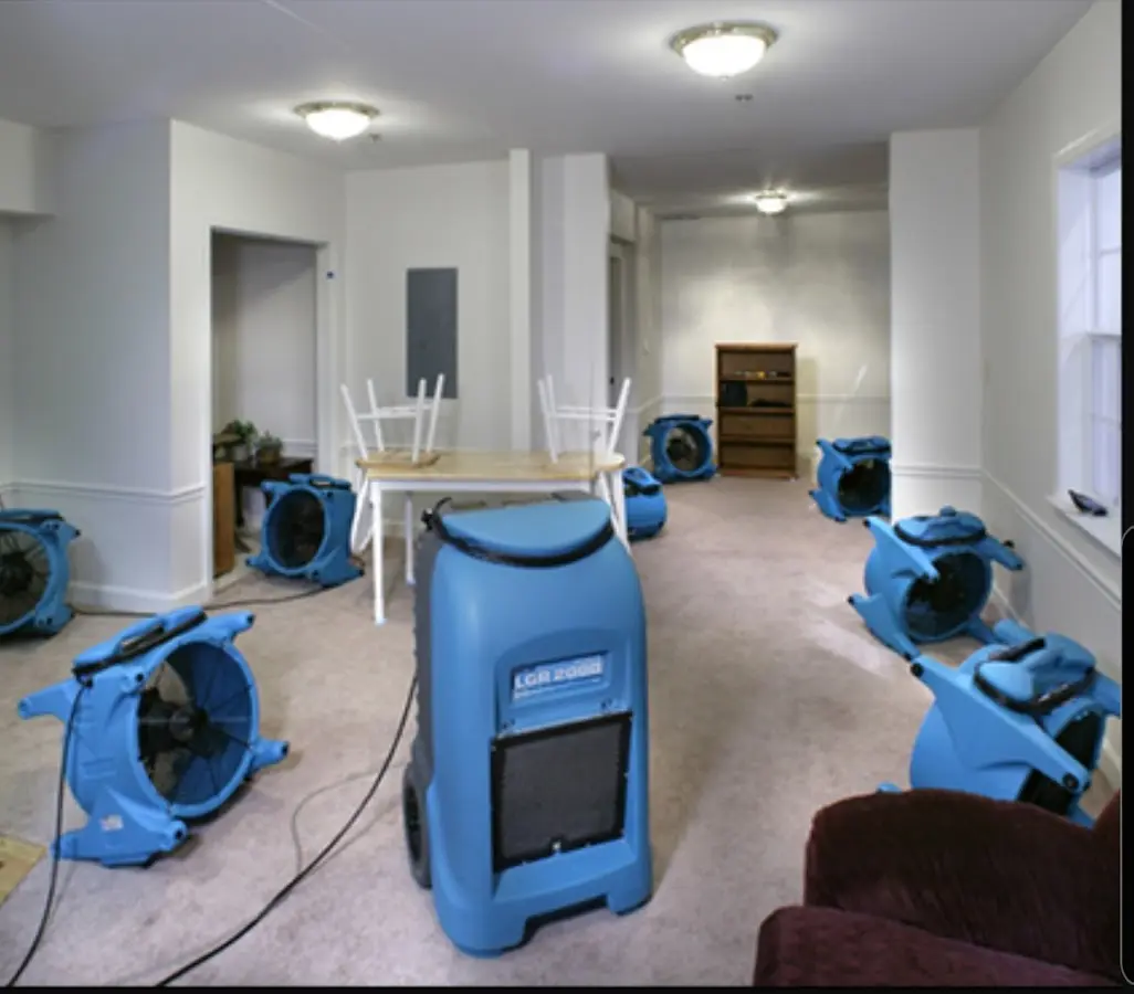 Air movers and dehumidifier setup for Water Extraction & Removal in Moss Bluff